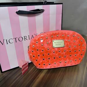 ★新品未使用★ VICTORIA'S SECRET ヴィクトリアシークレット★ポーチ 化粧★オレンジ ヒョウ柄 花柄 フラワー