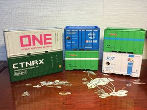 【智】ブリック・コンテナ CTNRX/ONE/JOT/日本通運 小物入れ box ブリキ缶 国鉄 貨物 ジオラマ トミカ ミニカー 6点まとめて 現状品 