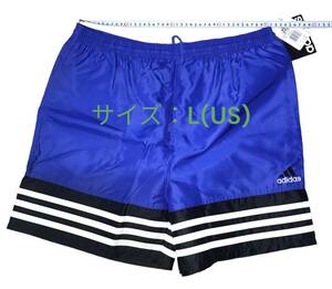 【超レア新品タグ付】adidas アディダス 90s ナイロン100% ショートパンツ (ブルー/ブラック) 236233 サイズ:L(US)