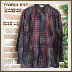 【EXCELLENT BONTON】紳士長袖シャツ　カジュアルシャツ　サイズLL