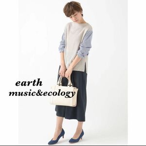 earth music&ecology シャツレイヤード風畦ニットプルオーバー