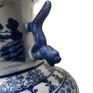 中国美術 花瓶 花器 壺 茶道具 飾り壷 壷 錦壷 中国古玩 唐物 時代物 染付け インテリア 高さ50.5cmの画像3