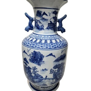 中国美術 花瓶 花器 壺 茶道具 飾り壷 壷 錦壷 中国古玩 唐物 時代物 染付け インテリア 高さ50.5cmの画像1