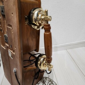 昭和レトロ クラシックプッシュボタン式電話 木製 レトロ 電話機 インテリア トイコー アンティーク電話 の画像9