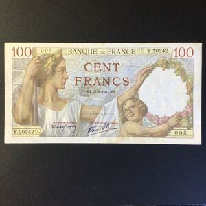 World Paper Money FRANCE 100 Francs【1941】