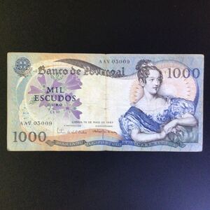 World Paper Money PORTUGAL 1000 Escudos【1967】