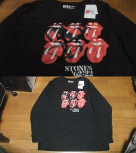 新品 ローリングストーンズ rolling stones 唇 ロング Tシャツ ロンT 5L 黒 イギリス ロックバンド 古着加工かすれプリント