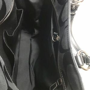 （#ーs6) ◆ 新品同様 ◆ COACH コーチ シグネチャー トートバッグ ブラック レザー キャンバス A4 収納 可能の画像10