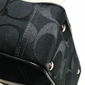 （#ーs6) ◆ 新品同様 ◆ COACH コーチ シグネチャー トートバッグ ブラック レザー キャンバス A4 収納 可能の画像9