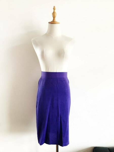 【Christian Dior】クリスチャンディオール　コットンニットスカート　ヴィンテージディオール　パープル　紫　Mサイズ