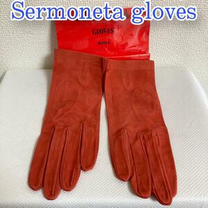 セルモネータグローブス Sermoneta gloves スエード 手袋 レッド GEUNUINE LEATHER ITALY　イタリア製　6