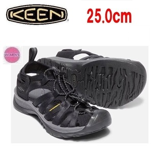 KEEN キーン ウィスパー ブラック レディース 25.0cm　1018227　女性用　サンダル　アウトドア　キャンプ