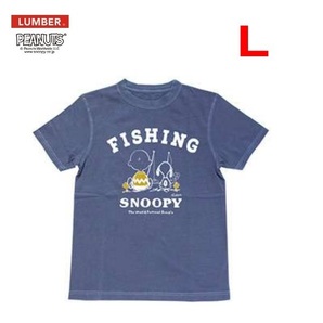 LUMBER×PEANUTS ランバー×ピーナッツ スヌーピーフィッシングTシャツ ネイビー L　231625　メンズ　Tシャツ　チャーリーブラウン