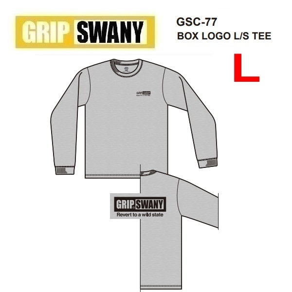 GRIP SWANY グリップスワニー ボックスロゴ ロングＴシャツ グレー L　GSC-77　メンズ　ロンＴ　アウトドア　キャンプ