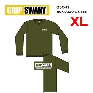 GRIP SWANY グリップスワニー ボックスロゴ ロングＴシャツ オリーブ XL　GSC-77　メンズ　ロンＴ　アウトドア　キャンプ