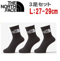 THE NORTH FACE ザノースフェイス TNFジャカードロゴ3Pクルーソックス ブラック L(27-29cm)　NN82411　靴下　アウトドア_画像1