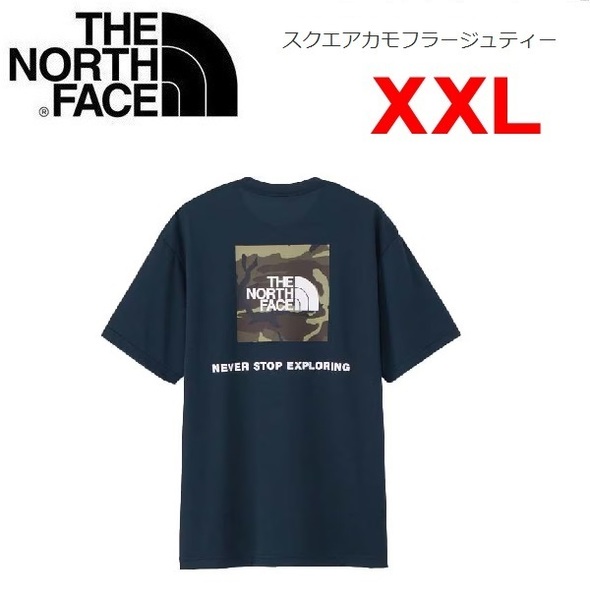 THE NORTH FACE ザノースフェイス スクエアカモフラージュＴシャツ ネイビー XXL　NT32437　メンズ　バックプリント　アウトドア