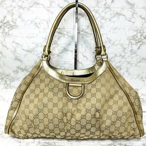 GUCCI アビー　キャンバス　ショルダーバッグ ハンドバッグ　シマ