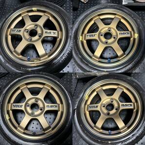 （訳有 難有）RAYS VOLK RACING TE37 15インチ 6.5J＋39 PCD100 4穴 195/50R15 ボルク レイズの画像4