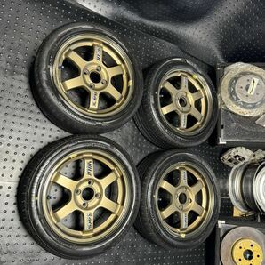 （訳有 難有）RAYS VOLK RACING TE37 15インチ 6.5J＋39 PCD100 4穴 195/50R15 ボルク レイズの画像1