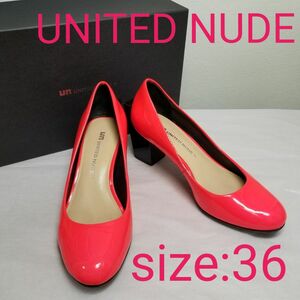 【箱無梱包】UNITED NUDE ユナイテッドヌード エナメルパンプス チャンキーヒール スクエアヒール