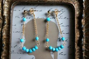 K14GF earrings 2143 turquoise ( turquoise ) post earrings natural stone * Power Stone earrings 