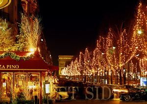 【 送料当社負担 】凱旋門　パリ フランス　クリスマス　風景写真　★　額縁なし　A4サイズ写真　辰巳玄洋　作品