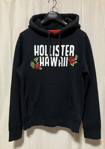 HOLLISTER HAWAII Кобура Прувер Толстовка с капюшоном Матовая спинка Черная аппликация с логотипом (Гавайи) L Б/у