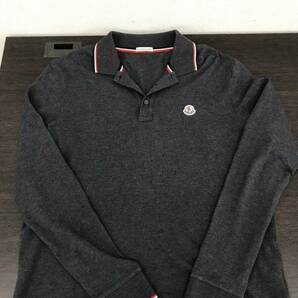 0304-110T⑨5939 洋服 MONCLER モンクレール メンズ グレー SCOM-16-39 長袖 ポロシャツ ゴルフウェア サイズ感備考掲載の画像1