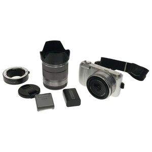 【動作品 ジャンク】SONY NEX-C3 WHITE ダブルレンズキット 3.5-5.6/18-55 E2.8/16 1620万画素 レンズ交換式 デジカメ ミラーレス C3959