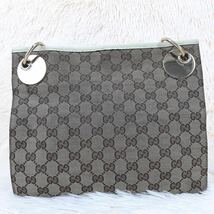 1円〜【極美品】GUCCI グッチ　ショルダーバッグ　GGキャンバス　レザー　ゴールド金具　ロゴ　斜め掛け　アイボリー　ブラウン_画像2