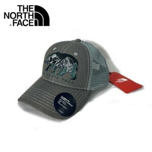 1円～!売切!【正規新品】THE NORTH FACE◆EMBROIDERED TRUCKER 帽子 キャップ US限定 クマ 刺繍 メッシュ 男女兼用(OS)グレー 180623-10