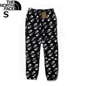 1円～!売切!【正規新品】THE NORTH FACE◆PRINTED HALF DOME UX PANT ジョガーパンツ US限定 総柄ロゴ 3Ｄ 裏起毛(S)黒 総柄 190110-38