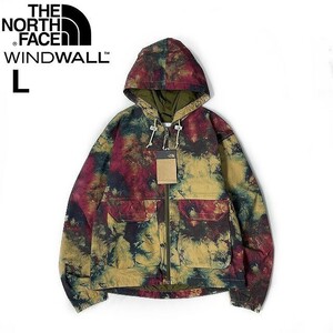 1円～!売切!【正規新品】THE NORTH FACE◆W PRINTED RIPSTOP WIND HOODIE マウンテンパーカー US限定 防風 茶タグ(L)茶 総柄 180915-15