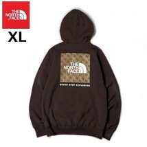 1円～!売切!【正規新品】THE NORTH FACE BOX NSE PULLOVER HOODIE パーカー US限定 ボックスロゴ 裏起毛 グラフィック 登山(XL)茶181130-30_画像1