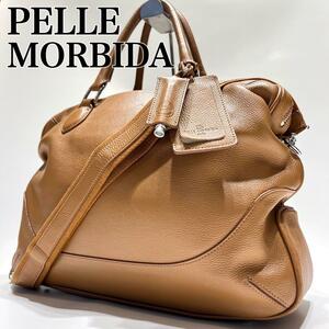 希少美品 PELLE MORBIDA ペッレモルビダ ビジネスバッグ 2way 2層式 ショルダーバッグ A4 メイデンボヤージュ キャメル　シュリンクレザー