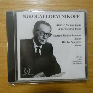 41092126;【未開封/CD】SOLOMON/LEFKOWITZ / NIKOLAI:MUSIC FOR SOLO PIANO&VIOLIN&PIANO(LR846CD)