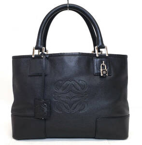 D1854 ◆ Extreme Beauty [Loewe] Hester Logo Type Sup Tote Mag ◆ Кожаная сумочка Black Black Black