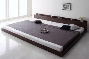  super wide king-size large modern floor bed ALBOLaruboru oak white black 