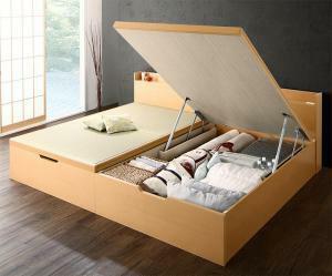  customer construction simple modern design high capacity storage made in Japan shelves attaching gas pressure type tip-up tatami bed . leaf yui is domestic production tatami semi-double natural 