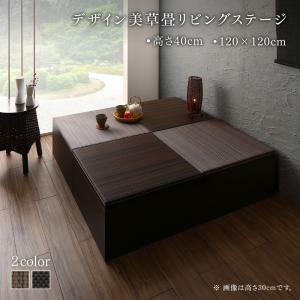 国産　収納付きデザイン美草畳リビングステージ 風凛 フーリン 畳ボックス収納 120×120cm ダークブラウン セピア