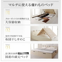 お客様組立 1台で3役使える 国産頑丈すのこ跳ね上げ式大容量収納ベッド Long force ロングフォルス シングル ホワイト_画像3