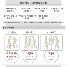 将来分割して使える・大型モダンフロアベッド LAUTUS ラトゥース スタンダードポケットコイルマットレス付き ブラック ホワイト_画像8