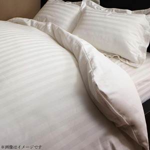 ショート丈ベッド用　6色から選べる　綿混サテン ホテルスタイルストライプカバーリング 掛け布団カバー ロイヤルホワイト