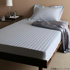 ショート丈ベッド用　6色から選べる　綿混サテン ホテルスタイルストライプカバーリング ベッド用ボックスシーツ ロイヤルホワイト