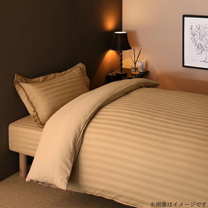 ショート丈ベッド用　6色から選べる　綿混サテン ホテルスタイルストライプカバーリング 布団カバーセット ベッド用 ベビーピンク