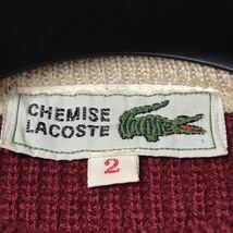 【ビンテージ】CHEMISE LACOSTE シュミーズラコステ ウールニットセーター 女性用 レディース サイズ2 M レッド ワッペン_画像7