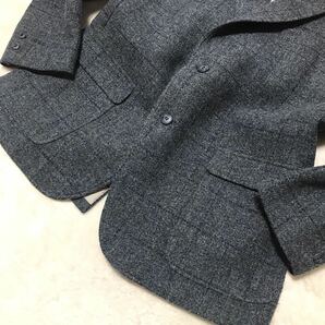 【Harris Tweed】定番かつ王道◎ウール100％ テーラードジャケット ブレザー ブルー メンズ S〜M相当 ハリスツイードの画像6