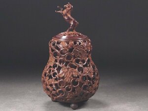 ∇花∇鎌倉某旧家の蔵出品 名取川雅司 蝋型鋳銅久古透香炉 瓢香炉 共箱付