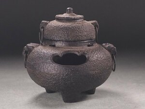 ∇花∇鎌倉某旧家の蔵出品 鉄地風炉釜香炉 風炉釜ミニチュア